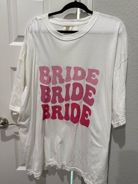 Comfort Colors White Tee with Pink "Bride" Graphic